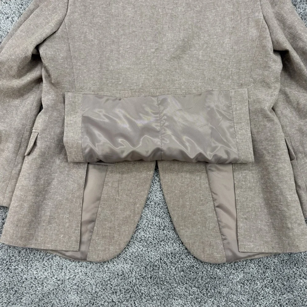 Stafford Linen Blazer Men's 42S Beige Classic Fit Signature Sport Coat Dual Vent